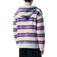 thumbnail image 2 of Men's Striped Hooded Zip-Up Sweater Cardigan Long Sleeve Casual Knit Jacket, 2 of 4