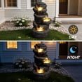 thumbnail image 3 of Outdoor Rock Waterfall Fountain with LED Lights Multi-Tier Cascading Resin Garden Decor for Patio Yard Porch Relaxing Water Feature, 3 of 9