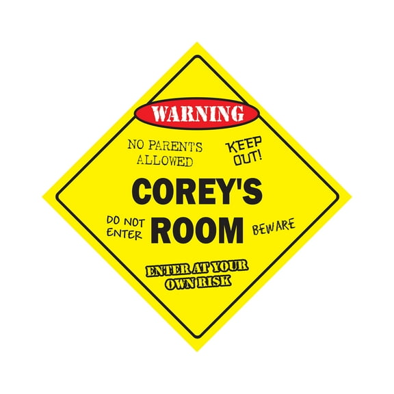 Corey's Room Sign Crossing Zone Xing | Indoor/Outdoor | 14" Tall kids bedroom decor door children's name boy girl