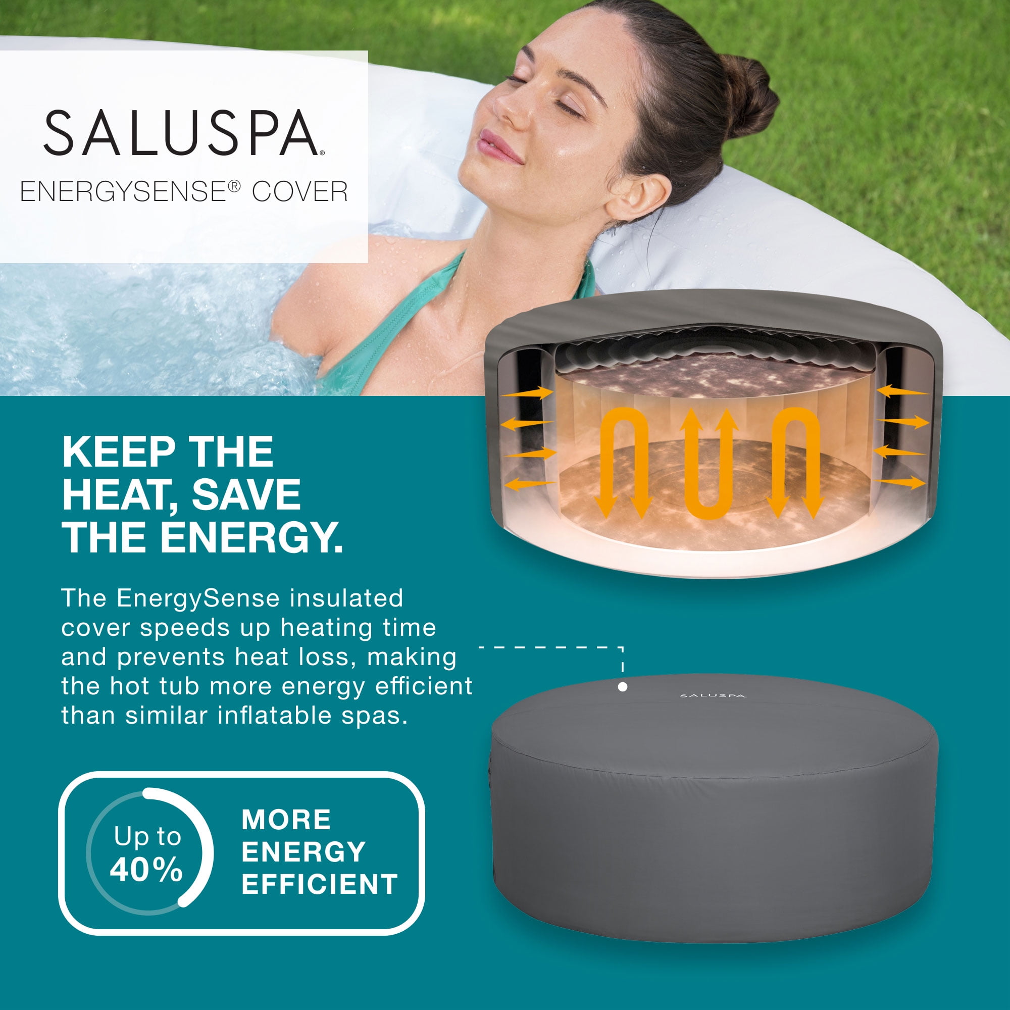 Bestway SaluSpa Aruba 2-3 Person Inflatable Hot Tub, Round Energy-Efficient Spa, 67" x 26"