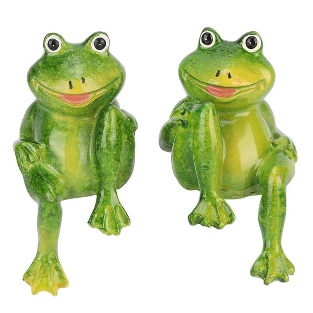 Oubit Décoration en Résine pour Pelouse, 2 Pcs Statue de Grenouilles en Résine Ornement en Résine Statue de Grenouilles en Résine Qualité Supérieure