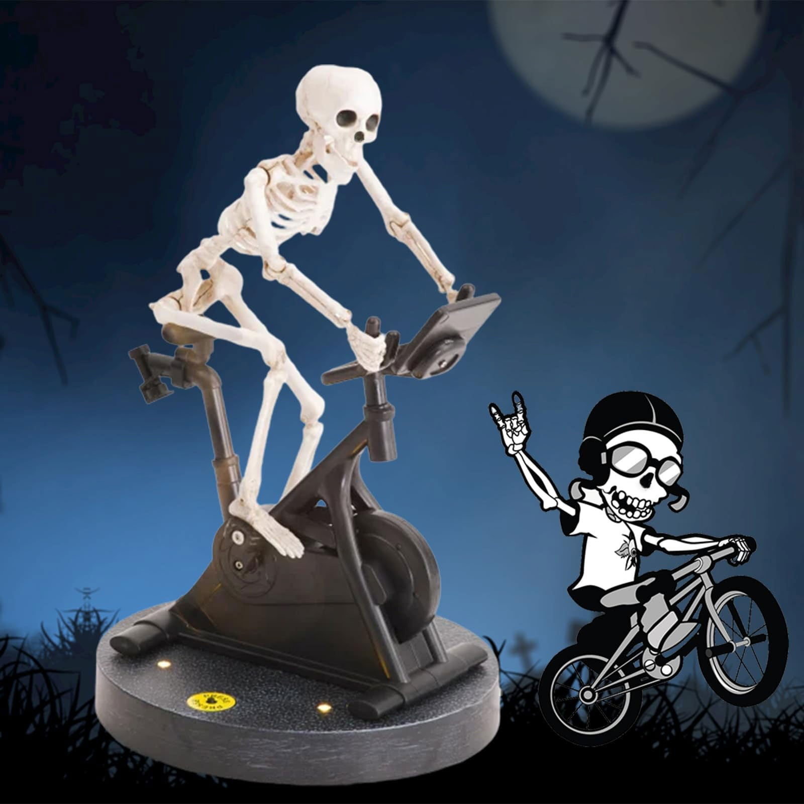 Skeleton Riding Animated Skeleton On Tricycle