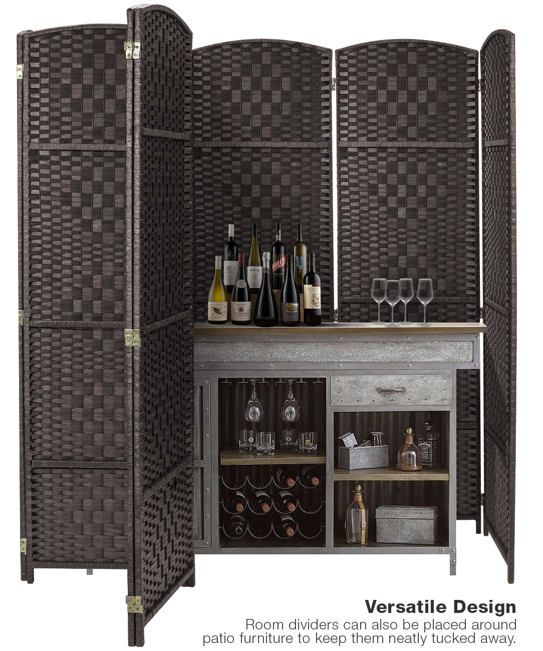 Sorbus 8 Panel Divider: 6ft Tall - Privacy Screen, Double Hinged, Partition & Folding Screens