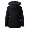 thumbnail image 6 of Women's Winter Fleece Warm Coat Windproof Long Down Jacket Hooded Thicken Outerwear with Pockets Black S, 6 of 7