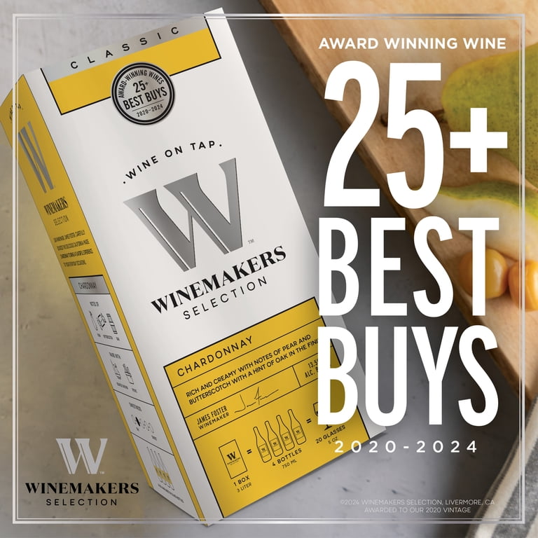 Winemakers Selection Classic Series Chardonnay White Wine, 3L Bag