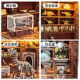 thumbnail image 3 of diy Cabin Dinosaur Research Institute Model Wooden Puzzle Book Stand 3d Miniature Scene Handmade Stereoscopic Assembled Gift, 3 of 7