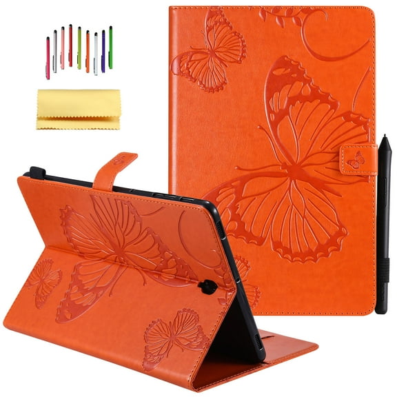 Galaxy Tab S4 10.5-inch 2018 SM-T830/T835 Case,Allytech Embossed with Butterfly Series Folio Stand Wallet Case with Cards/Cash Holder for Samsung Galaxy Tab S4 10.5-inch 2018 Release Tablet, Orange