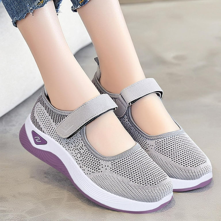 RUIYANQI Women's Orthopedic Mary Jane Sneakers Hook Loop Strap