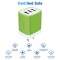 thumbnail image 3 of USB Charger Block,FiveBox USB Wall Charger Block with 3PACK Android Type C USB C Charging Cables 6ft 3.1A Three Port USB Wall Charger Adapter USB Brick Phone Charger Plug Fast Charging Block(Green), 3 of 8
