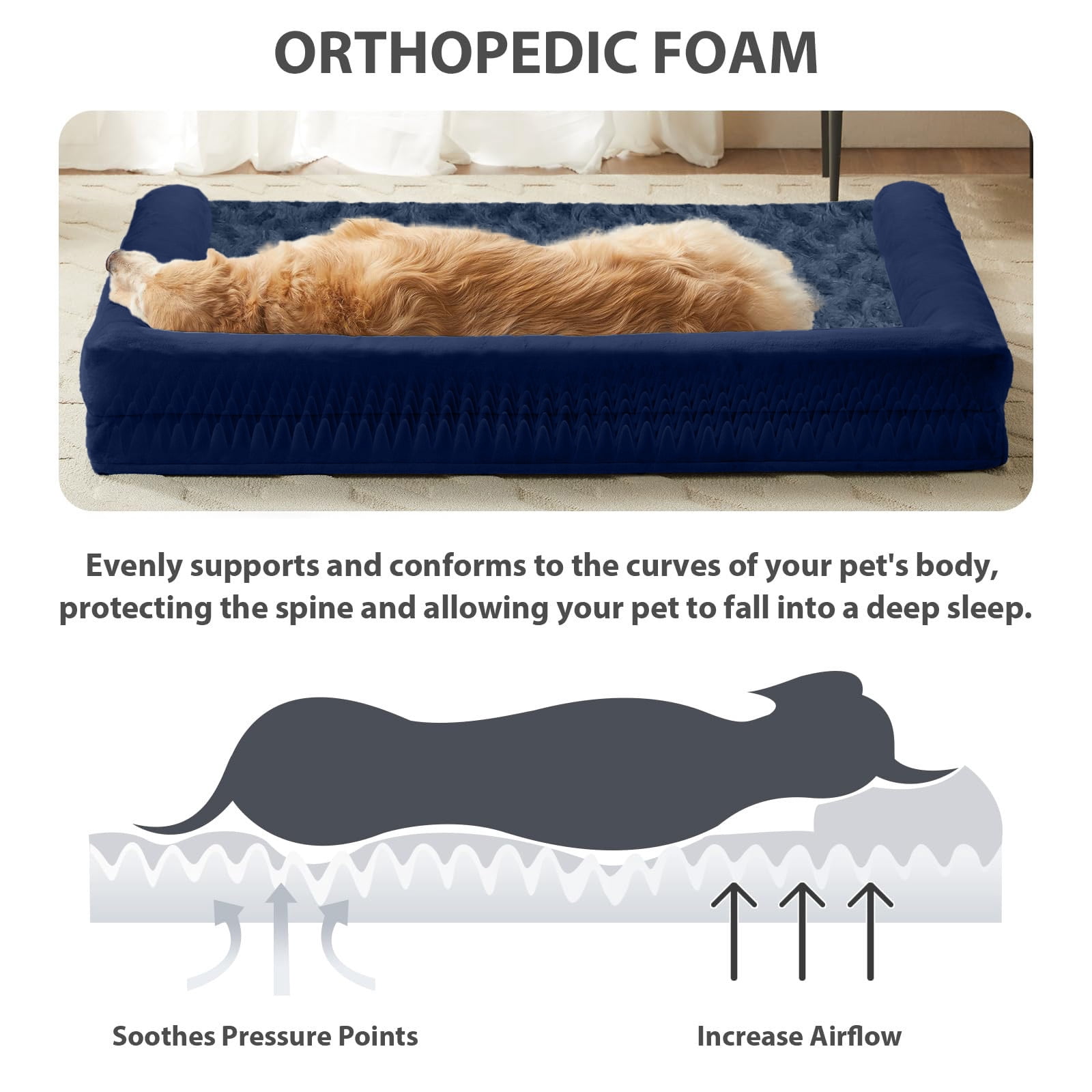 PayUSD XL Dog Beds Waterproof Orthopedic Dog Bed for Extra Large Dogs Non-Slip Bottom and Egg-Crate Foam Big Dog Pet Couch Sofa with Washable Removable Cover