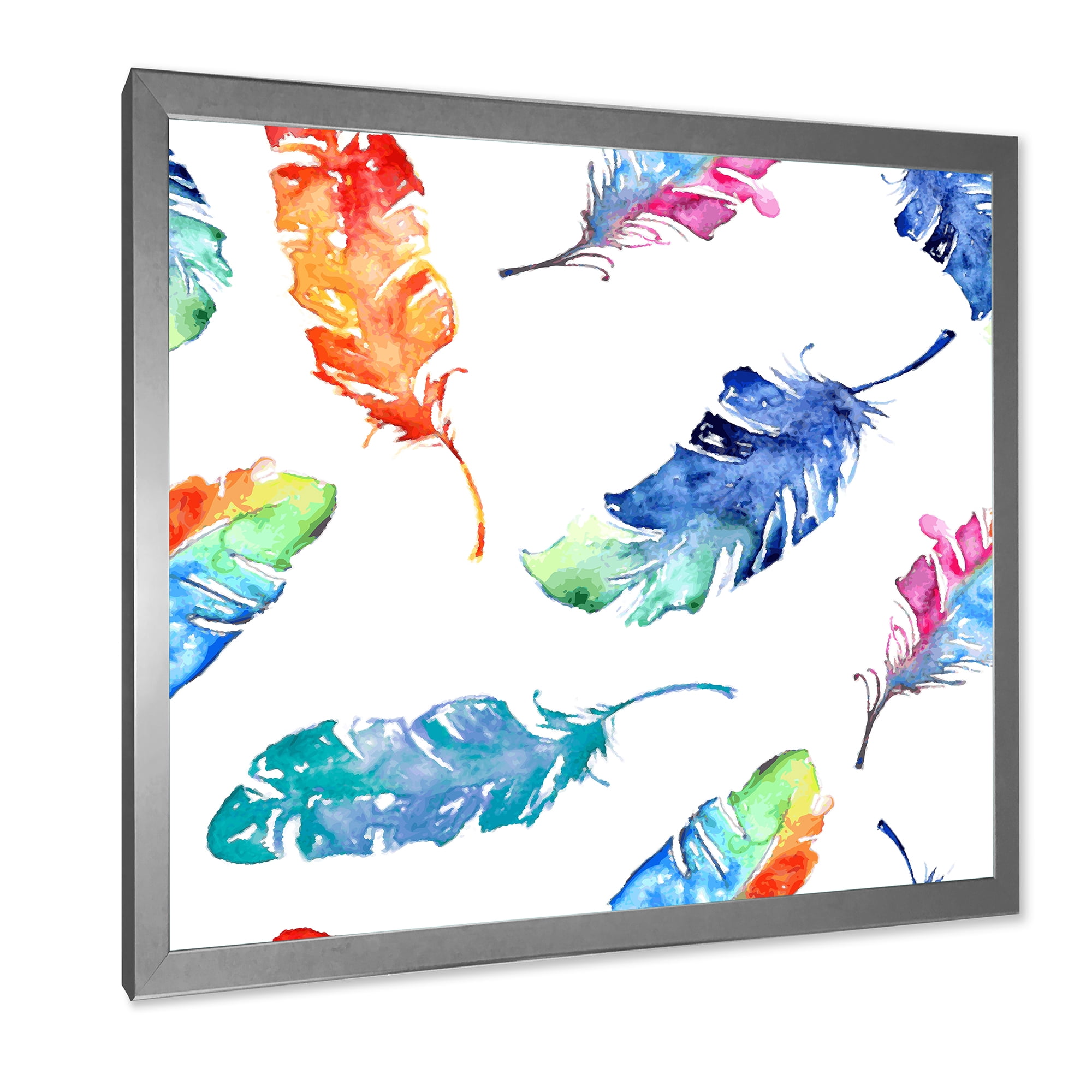 Designart 'Ethnic Colorful Feathers' Bohemian & Eclectic Framed Art Print