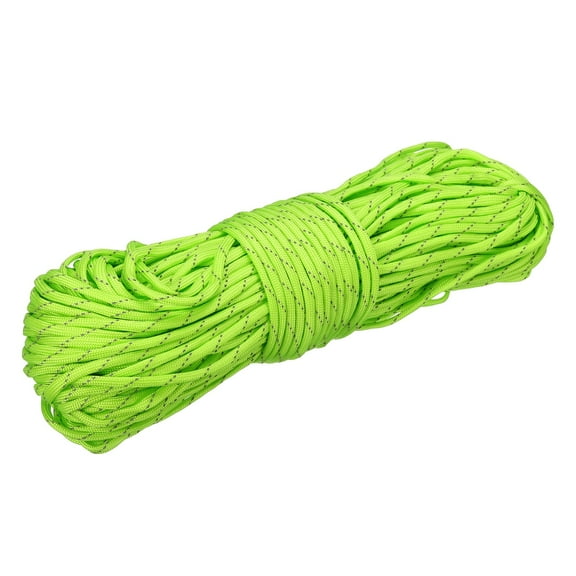 Uxcell 1/8" Paracord Rope, 200ft 7 Strand Heavy Duty Camping Rope Braided Polypropylene Ropes, Lightweight Tie-Downs Utility Cord for Marine, Indoor & Outdoor, Stripe Fluorescent Green