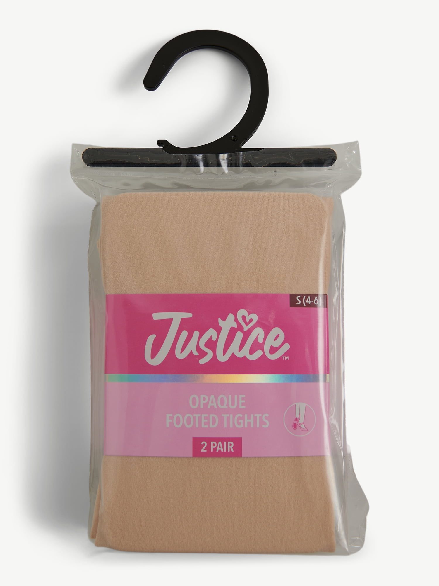 Justice Opaque Footed Ballet Tights for Girls, Sizes 2-16, 2 Pairs