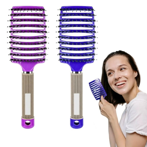 2 Pack Curly Hair Brush - Gentle Detangling & Scalp Care, Wet and Dry Hair Brush for Women, Perfect for Home and On-the-Go