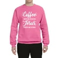 thumbnail image 2 of Wild Bobby Coffee Gets Me Started Jesus Keeps Me Going Inspirational/Christian Unisex Crewneck Graphic Sweatshirt, Neon Pink, Small, 2 of 5