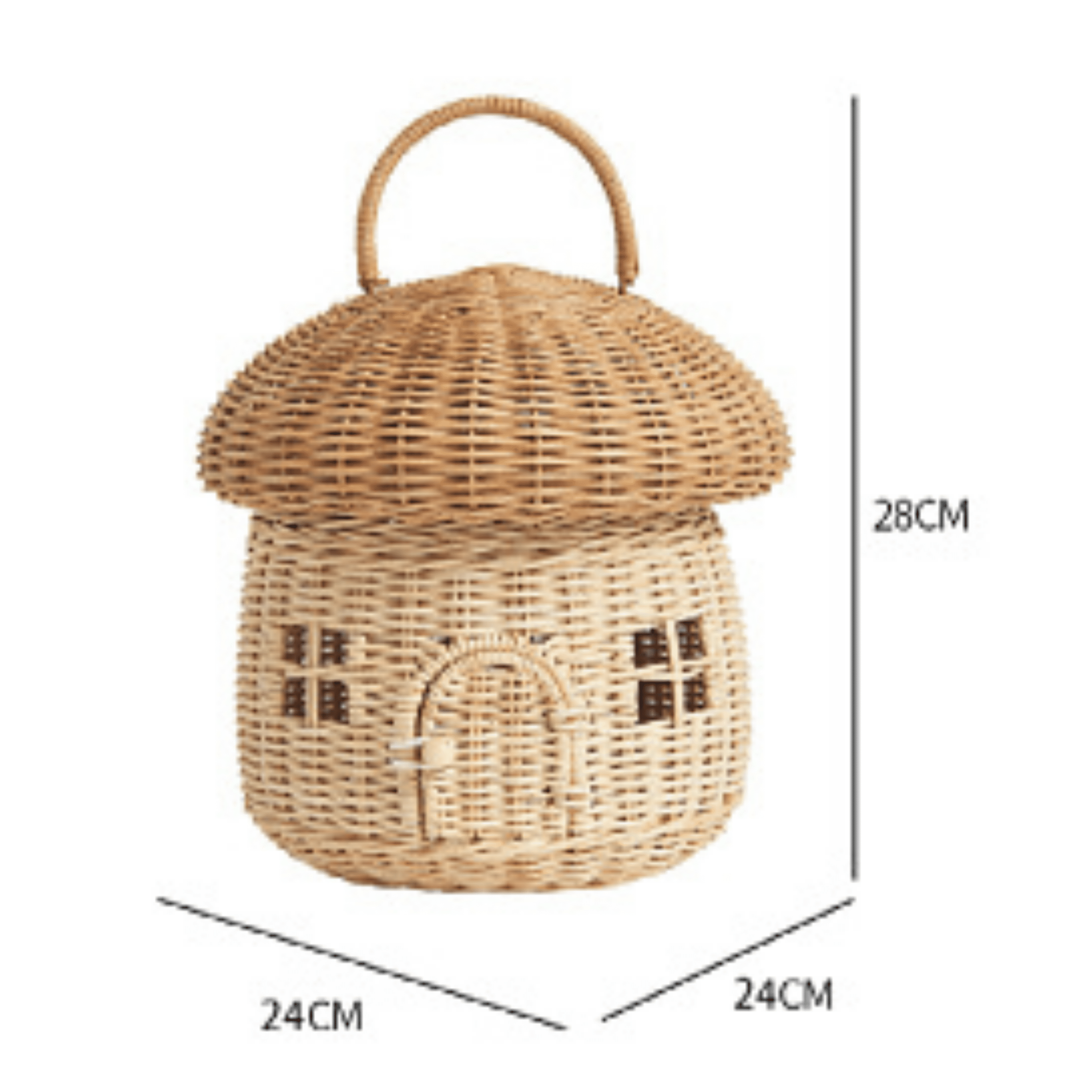 TENEBRALUX Handmade Wicker Mushroom-Shaped Storage Basket for Outdoor, Kids, Decor, Photography Props