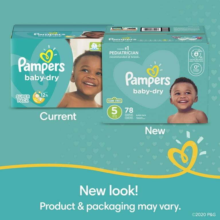 Pampers Couches Taille 5+ (12-17 kg), Baby-Dry, 132 Couches Bébé