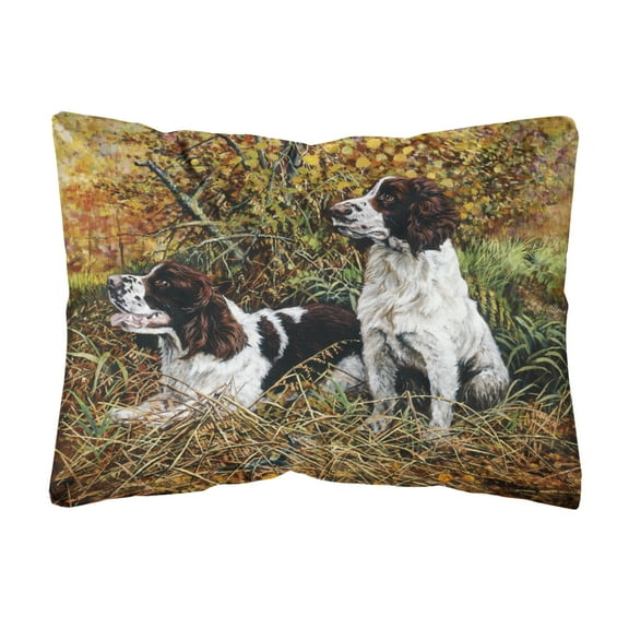 Carolines Treasures HMHE0002PW1216 Two Springer Spaniels in the grasses Canvas Fabric Decorative Pillow, 12H x16W,