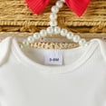 thumbnail image 5 of Gubotare Baby Girl Bubble Romper Fall Baby Girl Outfits Toddler Letter Embroidery Smocked Long Sleeve Romper Dress with Headband 0 3 6 9 12 18 24 Months (White,3-6 Months), 5 of 9
