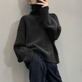 thumbnail image 2 of Sweaters For Women Turtleneck Ribbed Long Sleeve Pullover Oversized Loose Solid Color Sweater Jumper Tops, 2 of 7
