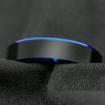 thumbnail image 4 of 6mm Black Tungsten Carbide Ring for Men Blue Beveled Edges Wedding Band Size 7-12, 4 of 5