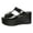 Black, variant on Slides Sandals for Women T-Strap Splice Leather Platform Wedges Heels Elegant Rhinestone Summer Dress Shoes Black Size 9.5