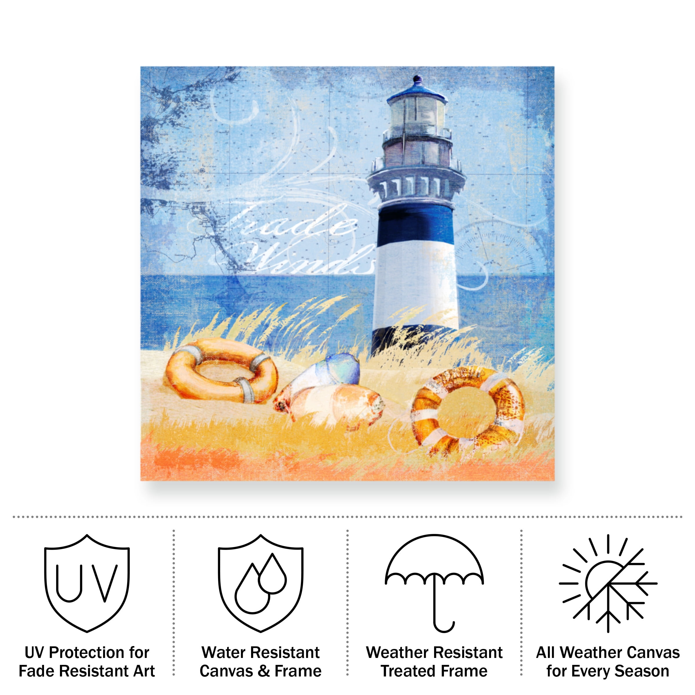 Art Licensing Studio 'Trade Winds Lighthouse' Outdoor Canvas 24x24