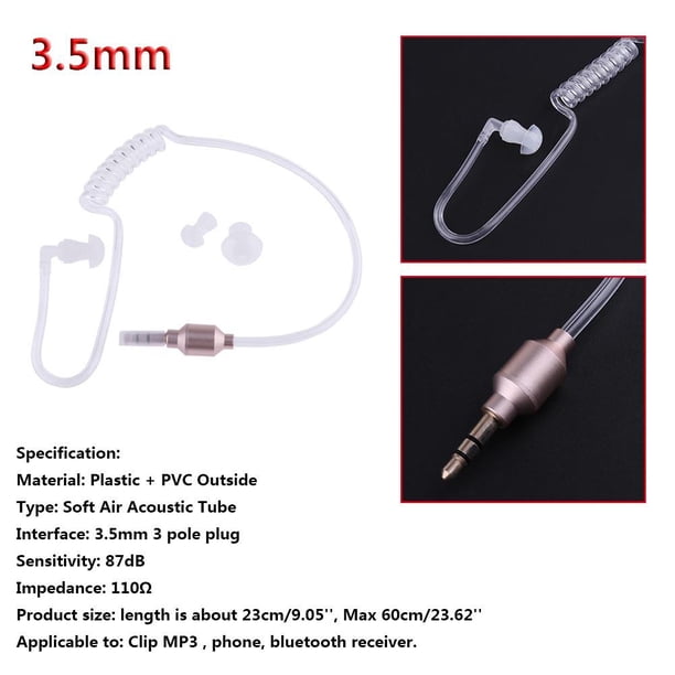 Auricular monoaural de 3,5 mm antirradiación con tubo de aire para auriculares estéreo (dorado)