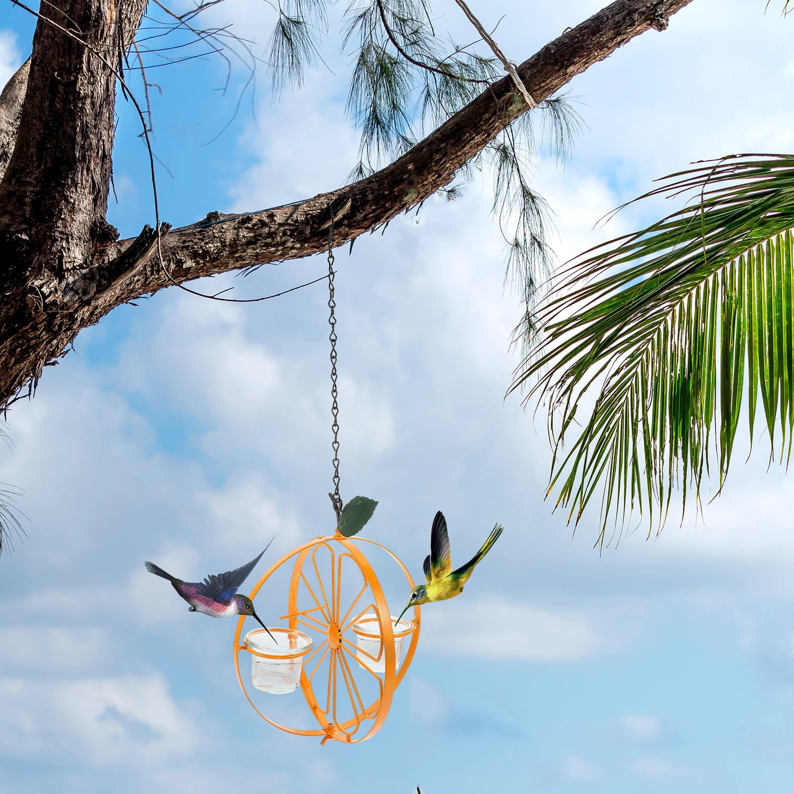 Masteelf  Hanging Bird Feeder Tray Hummingbird for Outdoors Feeding Feeders Orange