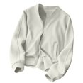 thumbnail image 5 of Womens Jacket Front Zip with Pockets Lightweight Shirt Fall Relaxed Fit for Everyday Casual Wear White,S, 5 of 5