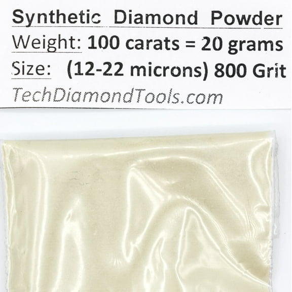 TechDiamondTools Diamond Powder 800 Grit 12-22 Microns -100cts = 20 Grams