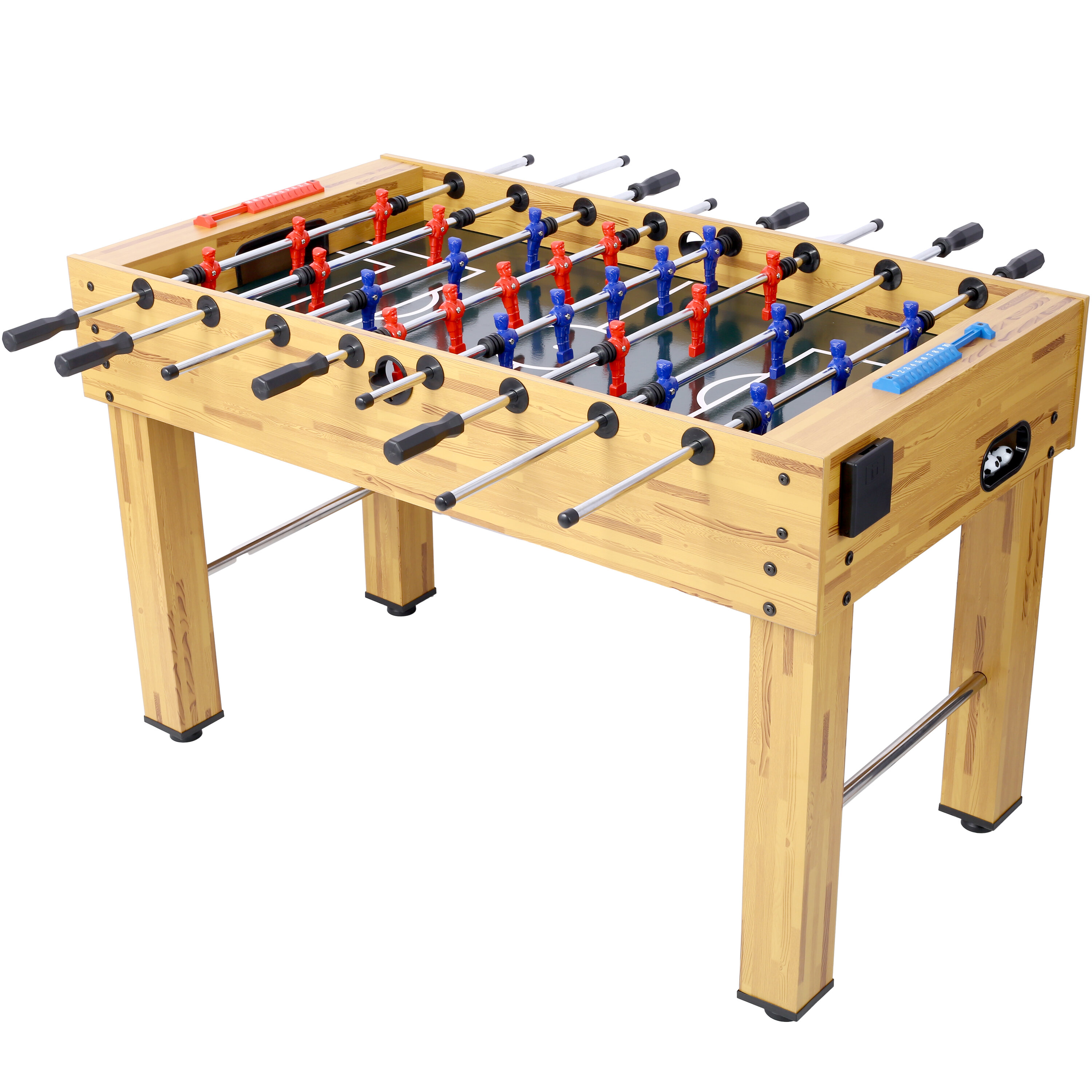 , 54-Inch Hurricane Foosball Table for Family Game Rooms with Light Cherry Finish, Analog Scoring and Free Accessories, Brown ,Mdf+Steel ,