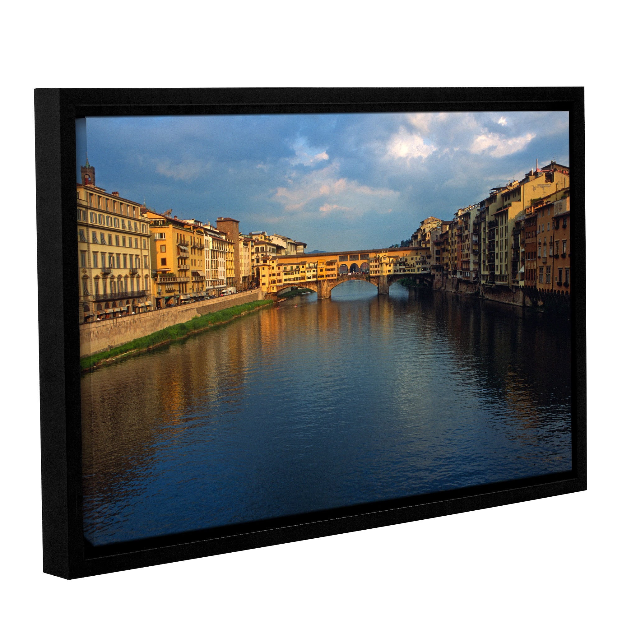 ArtWall Kathy Yates "Ponte Vecchio Sunset" Gallery-Wrapped Floater-Framed Canvas