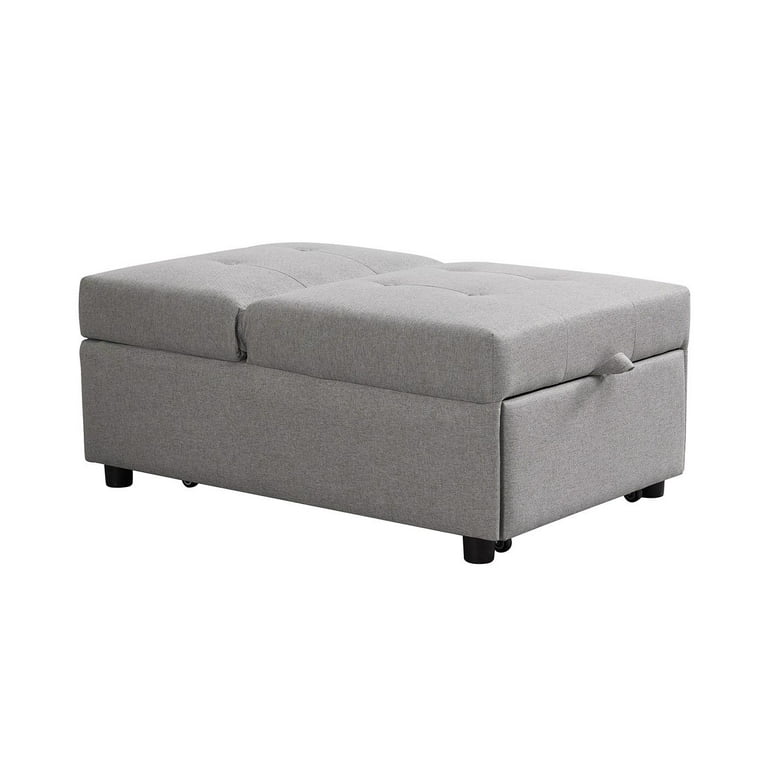 Caskey Convertible Ottoman Sleeper Bed Chair, Light Gray Caskey Convertible Ottoman Sleeper Bed Chair, Light Gray