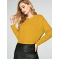 thumbnail image 3 of SSLR Oversized T-Shirts for Women Long Sleeve Crop Tops Henry Neck Waffle Ribbed Top, 3 of 8