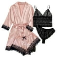 thumbnail image 1 of LSLJS 4PC Women Sexy Garter Lingerie Set Robes Lace Bodysuit Deep-V Neck Underwear, 1 of 6