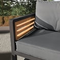 thumbnail image 4 of 4-Piece Outdoor Furniture Set, Large Metal Patio Conversation Set with Cushion & Acacia Wood Tabletop, Gray, 4 of 10