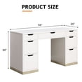 thumbnail image 5 of DreamCurship 55 inch White Desk with 7 Drawers, Computer Desk with Storage, Executive Office Desk for Work Study Writing, White, 5 of 6
