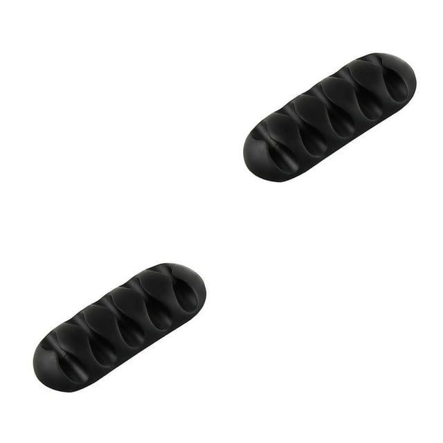 QualitChoice Silicone USB Cable Organizer Cable Winder Desktop Tidy Management Clips Cable Holder for Mouse Headphone Wire Organizer black 2Set