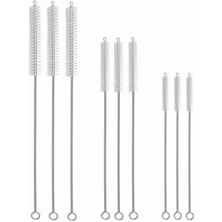 Straw Cleaning Brush Set 9 Pack (3-Size 12” 10” 8”), 3-Piece 12” x 12mm  Extra Long Straw Cleaner,3-Piece 10” x 10mm Straw Brush for Reusable Straws,  3-Piece 8” x 8mm Cleaning Brush 