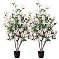 thumbnail image 6 of DR.Planzen 4ft Artificial Pink Rose Tree with Green Leaves, Lifelike Faux Rose Flower Tree for Home Decor Indoor Outdoor, Living Room Office Decoration, 6 of 10
