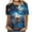 Blue, variant on Womens Tops under $5,Women's Fashionable Loose Casual Loose Leisurely Printed Round Neck Short Sleeved T-shirt Top Yellow M