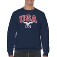 thumbnail image 2 of Smartprints USA 1776 Eagle Patriotic Men's Sweatshirt, Navy, S, 2 of 3