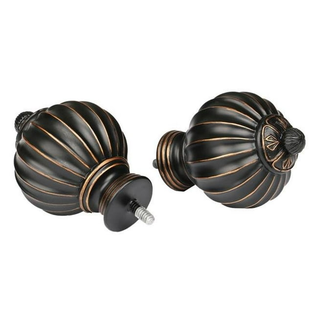 Utopia Alley D42AB 28-48 in. Tringle à Rideaux avec des Fleurons Ronds Décoratifs - Noir Antique