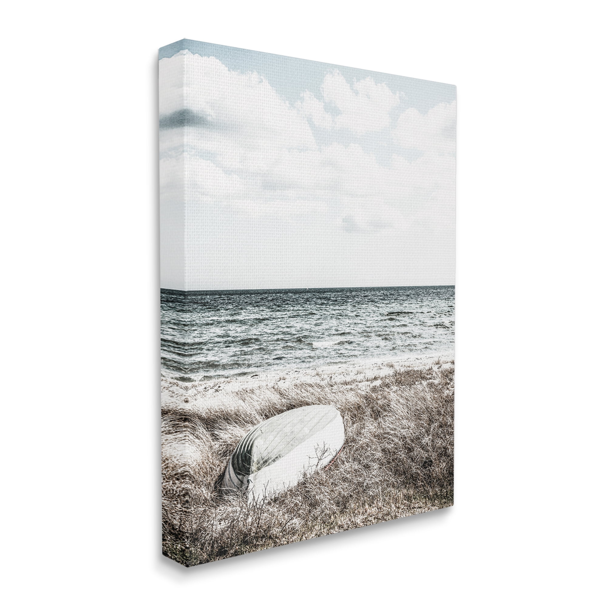 Stupell Industries Boat on Beach Coast Nature Photography Gallery Wrapped Canvas Print Wall Art, 36 x 48