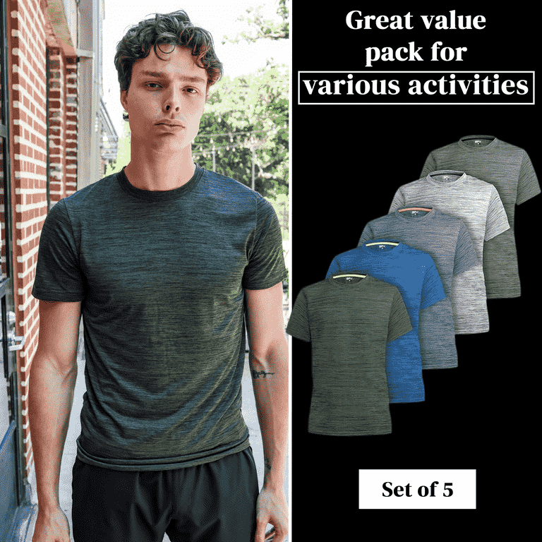 福袋 大丸 SPXTREME 5 Pack Men's Dry-Fit Crewneck T Shirts for Gym Clothing