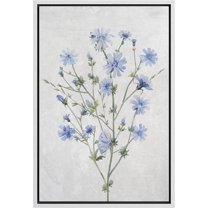 PixonSign Framed Canvas Print Wall Art Watercolor Blue Cornflower Wildflower Nature Wilderness Illustrations Modern Art Botanical Floral Farmhouse/Country Relax/Calm/Cozy - 16"x24" White