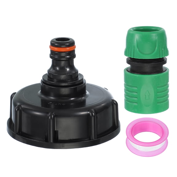 Uxcell IBC Tote Hose Adapter, 2-3/8" Thread x 1/2" Hose Connector for Garden Use, Black with Garden Joints