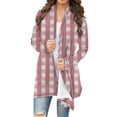thumbnail image 2 of DDAPJ pyju Lightweight Cardigans for Women Open Frong Long Sleeve Plaid Cardigan Trendy Casual Duster Jacket Pink XXXXL, 2 of 7