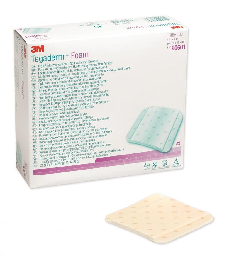 3M Tegaderm High Performance Adhesive Foam Dressing, 4 x 4 Inch, 10